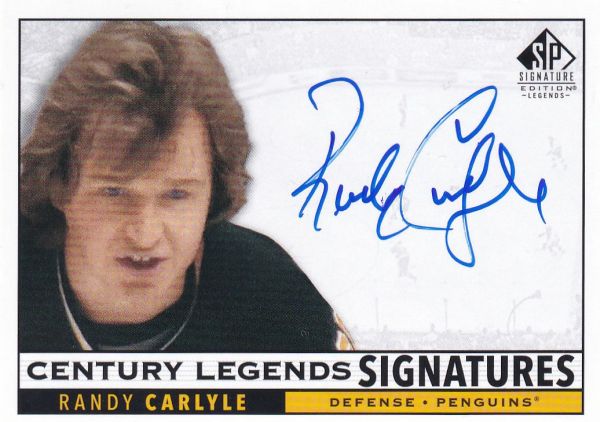 AUTO karta RANDY CARLYLE 20-21 SP Signature Legends Century Legends Signatures číslo CL-RC